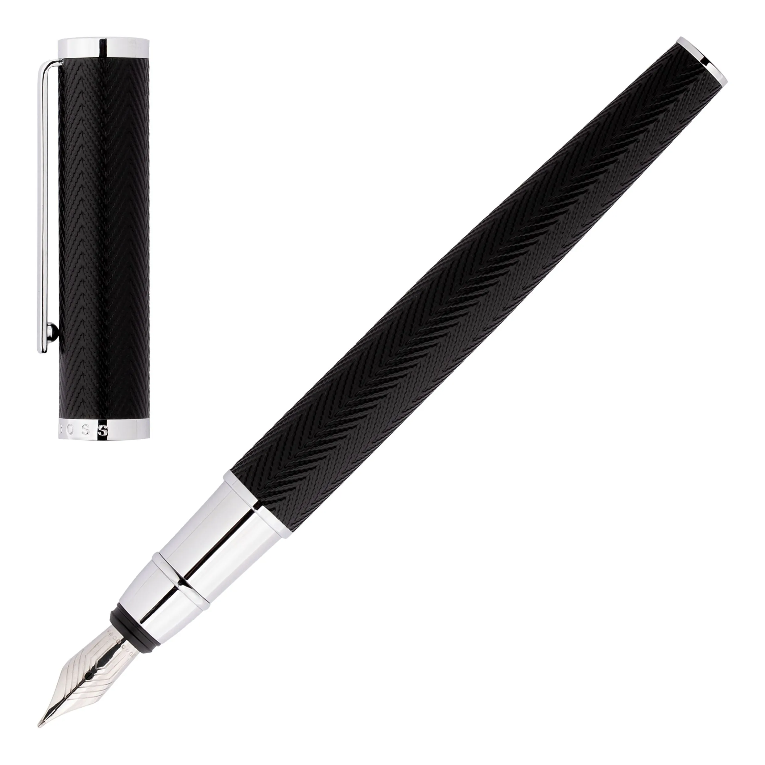 HUGO BOSS HSI1062B-Fountain pen Formation Herringbone Chrome