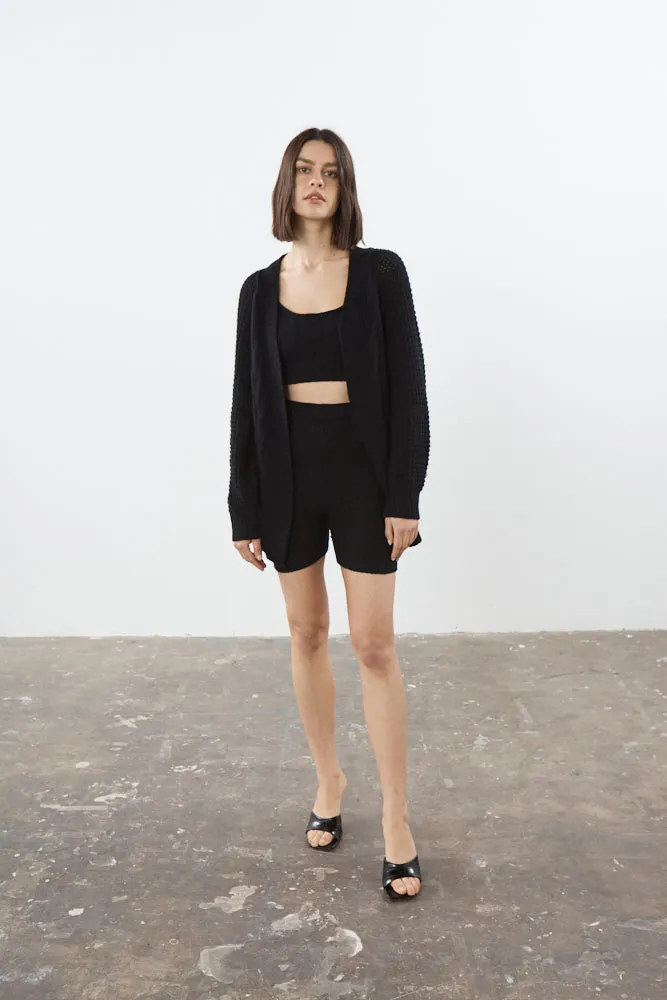 IA Essentials: Black Cashmere Biker Shorts Set