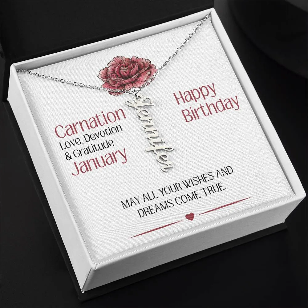 January Birthday Gift | Birth Month Flower | Personalized Name Necklace