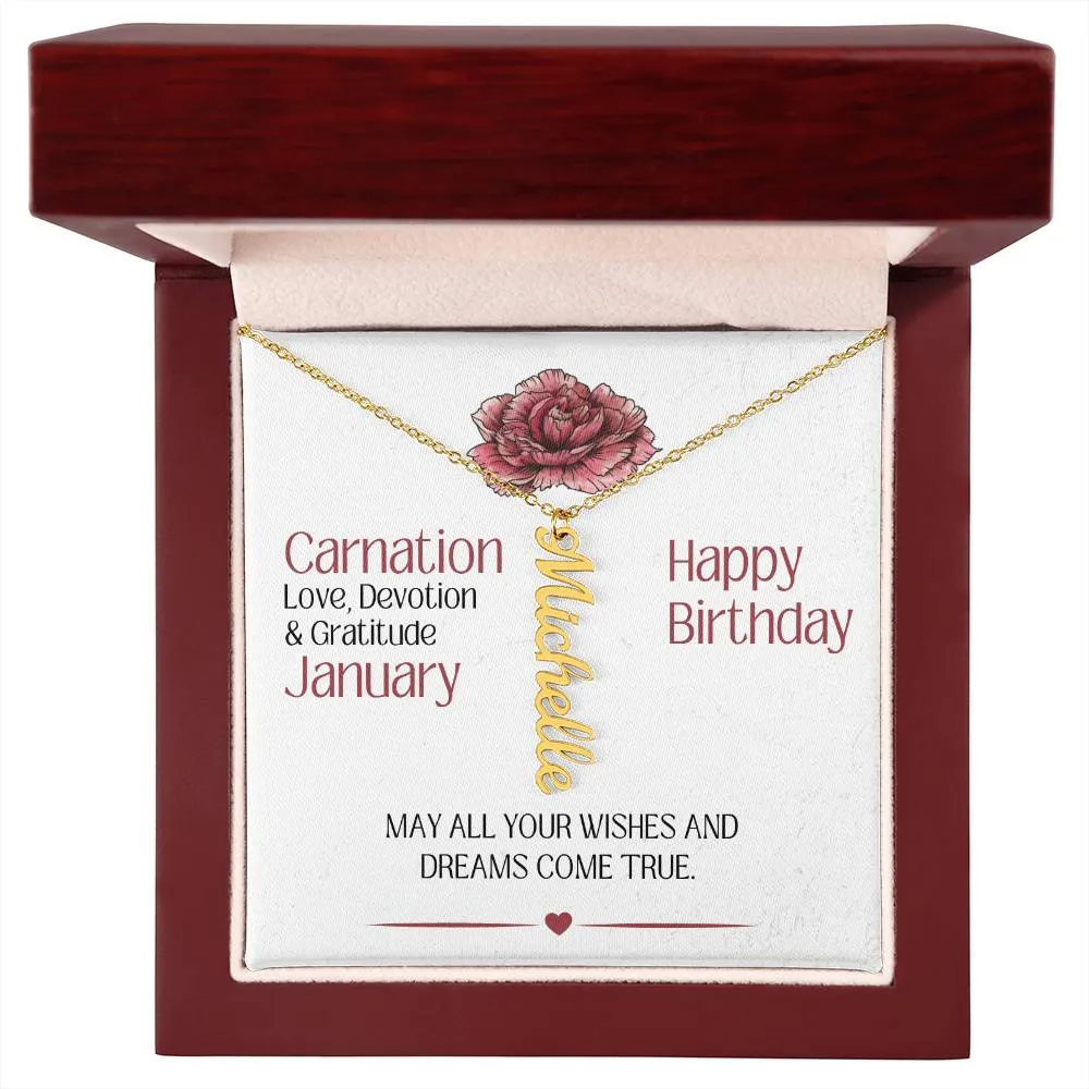 January Birthday Gift | Birth Month Flower | Personalized Name Necklace