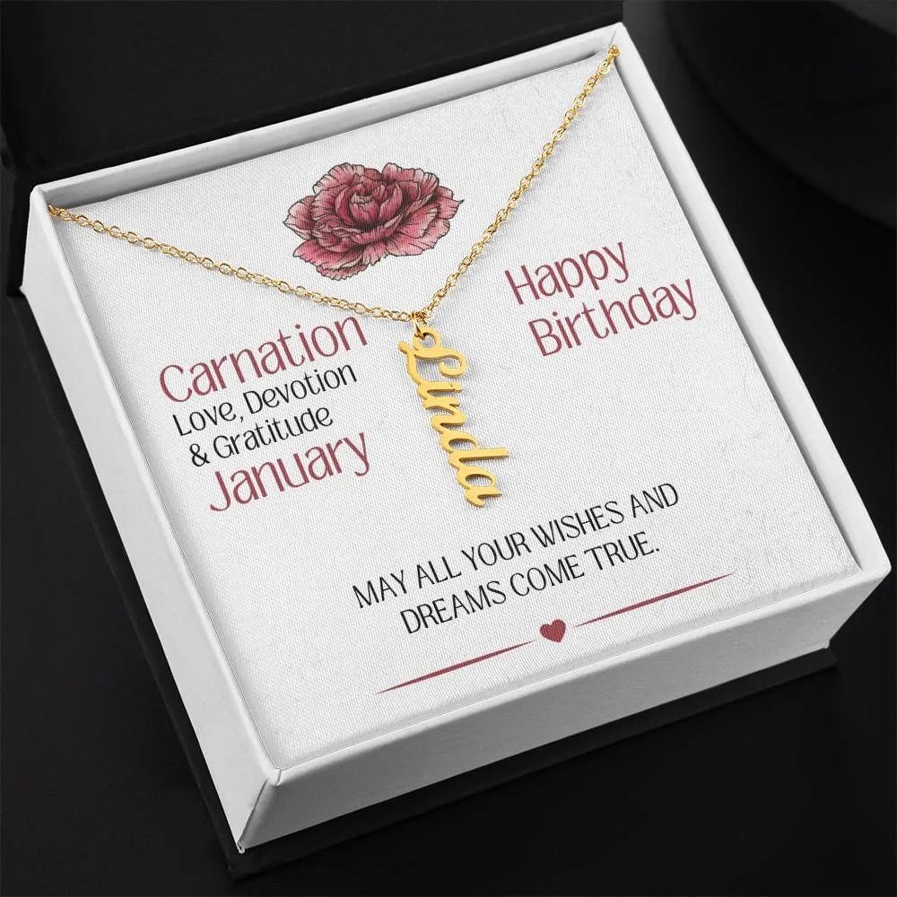 January Birthday Gift | Birth Month Flower | Personalized Name Necklace