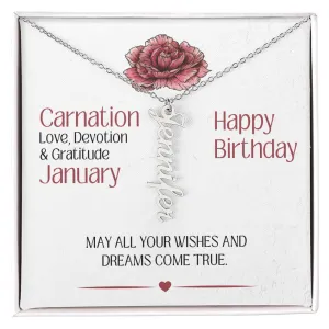 January Birthday Gift | Birth Month Flower | Personalized Name Necklace