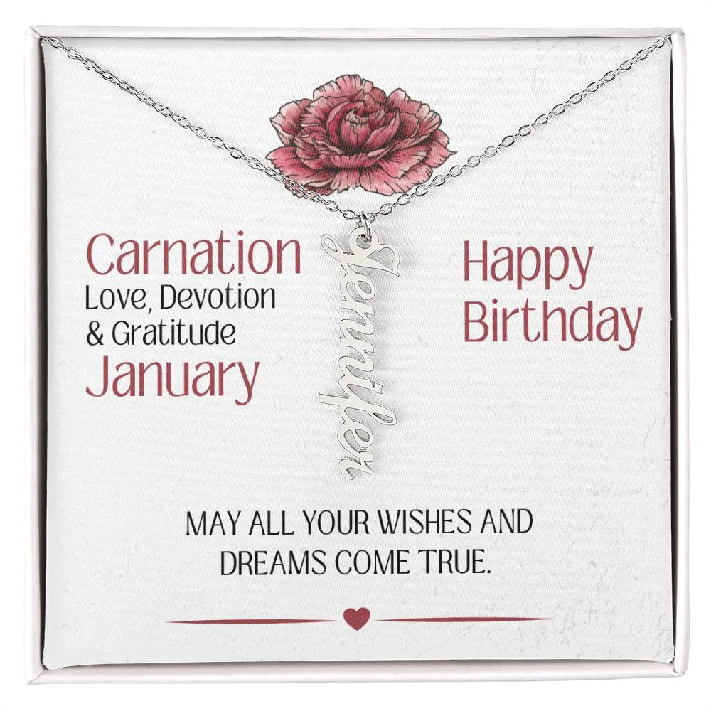 January Birthday Gift | Birth Month Flower | Personalized Name Necklace
