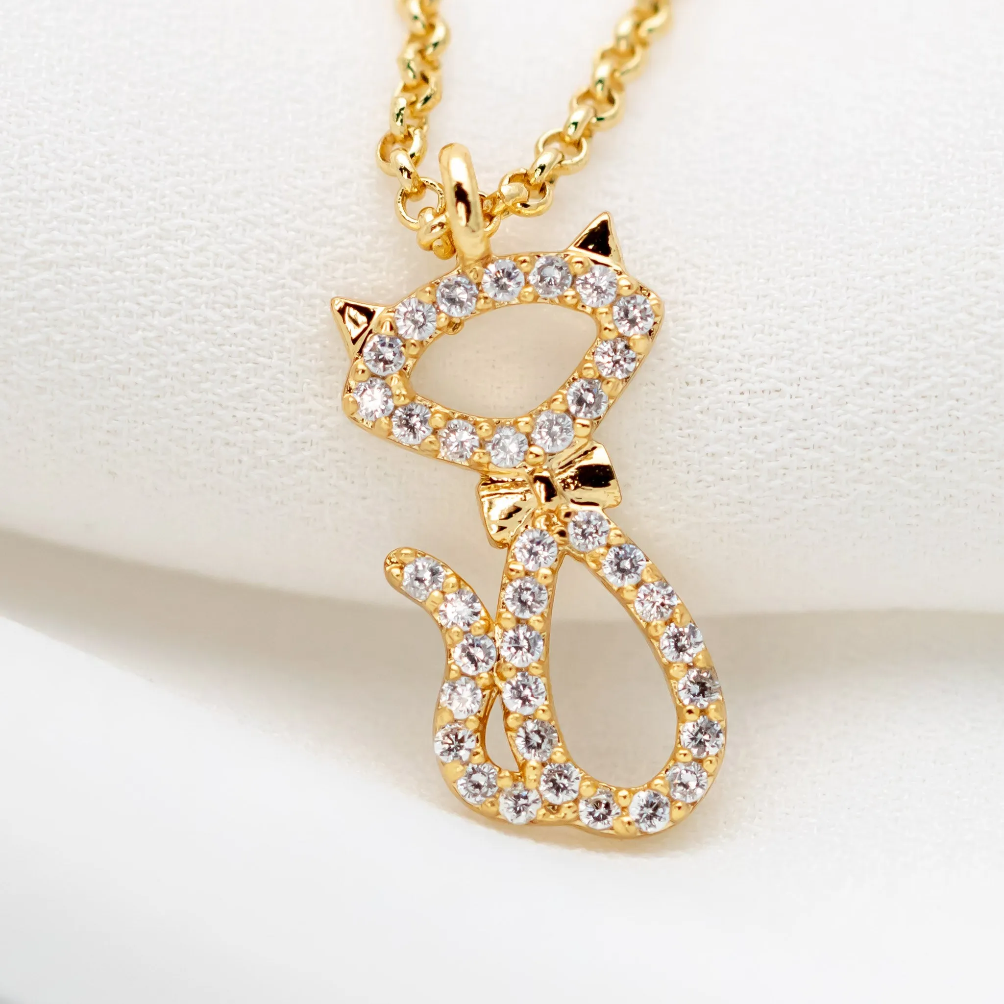 Jazz Things Up Pave Cat Necklace