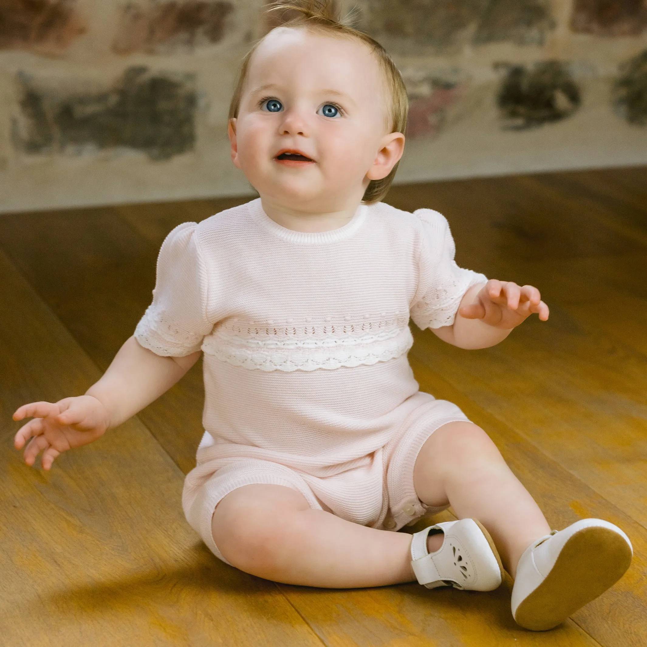 Josie Pink Girls Pretty Knit Romper