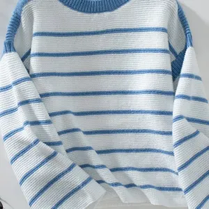 Karsyn Blue and White Striped Sweater