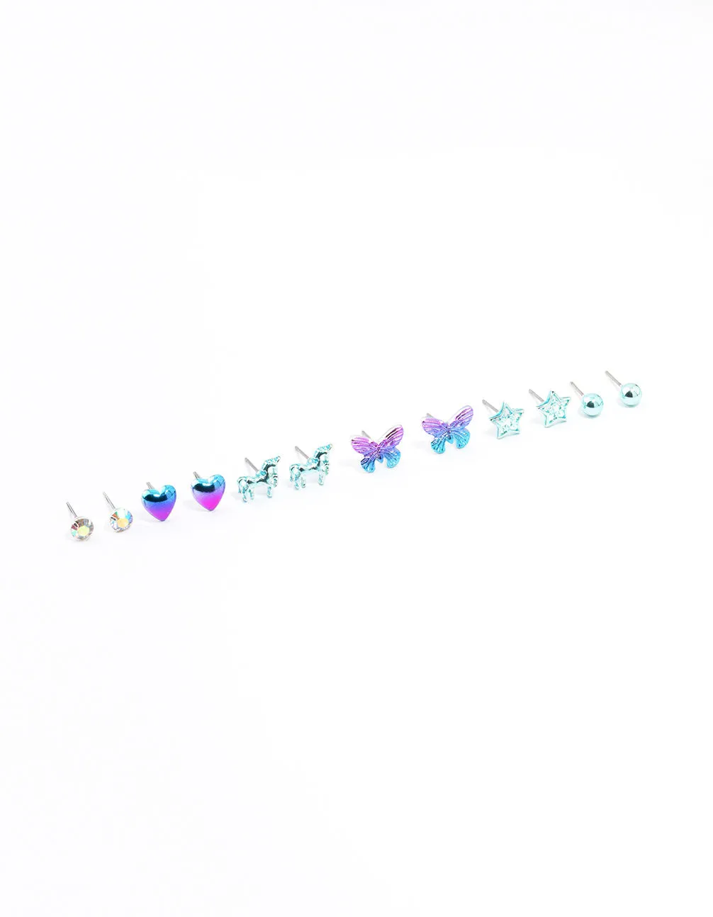 Kids Coated Unicorn And Butterfly Earrings 6-Pack