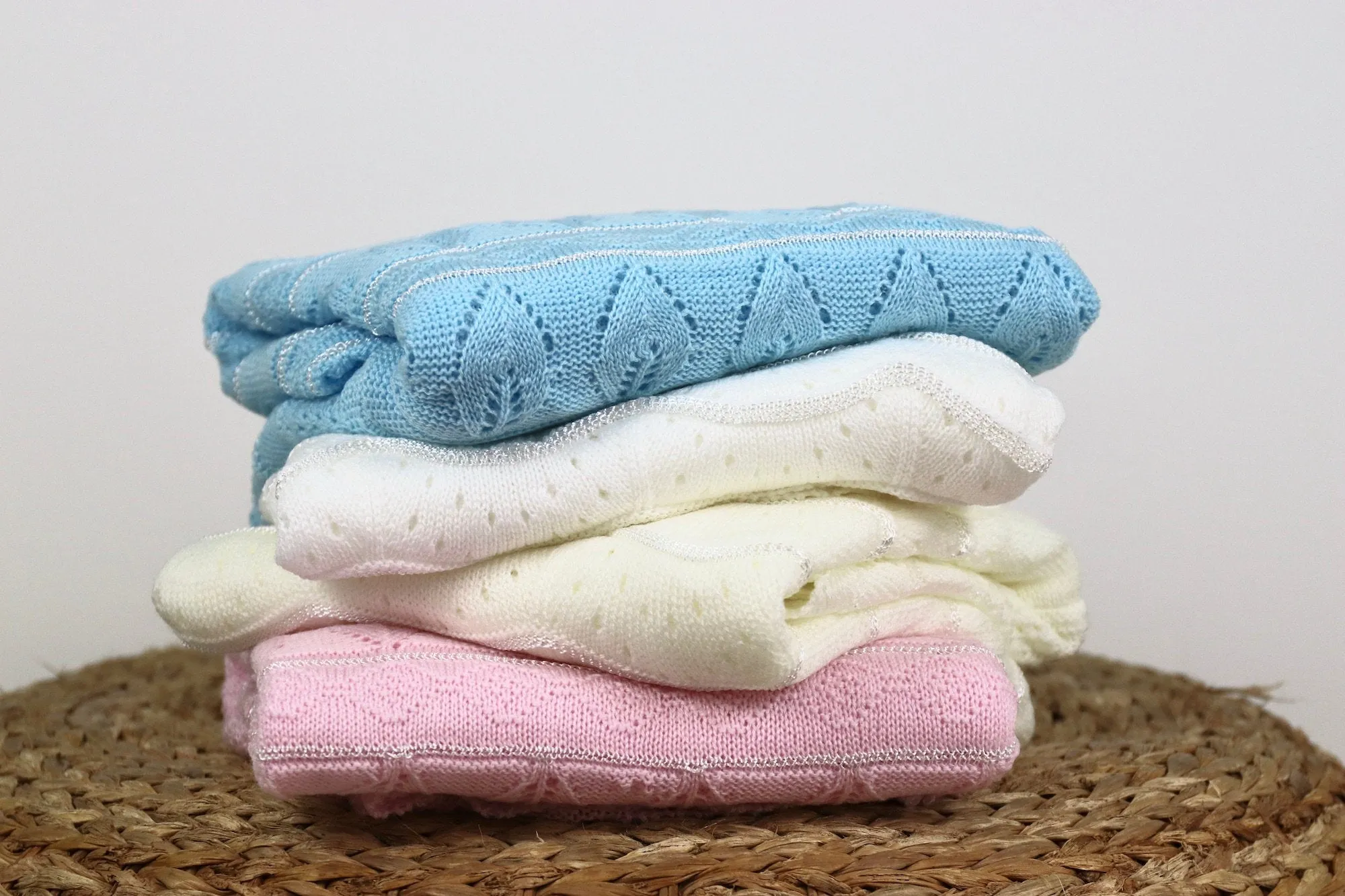 Knitted Baby Blanket, Baby Shower, Newborn Gift, Nursery Blanket, Cozy, Gift for New Mom, White, Ivory, Pink , Blue 40" x 50"