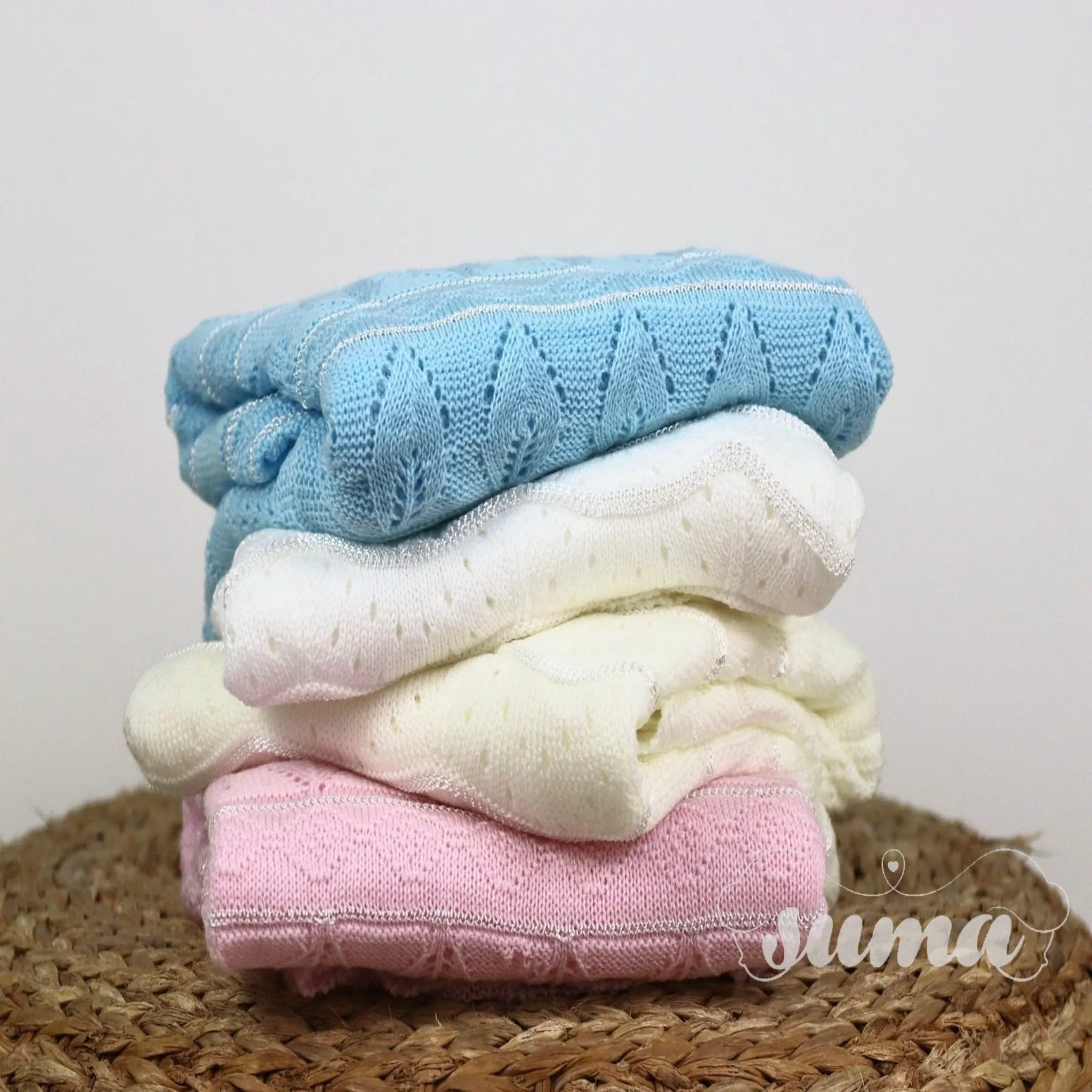 Knitted Baby Blanket, Baby Shower, Newborn Gift, Nursery Blanket, Cozy, Gift for New Mom, White, Ivory, Pink , Blue 40" x 50"