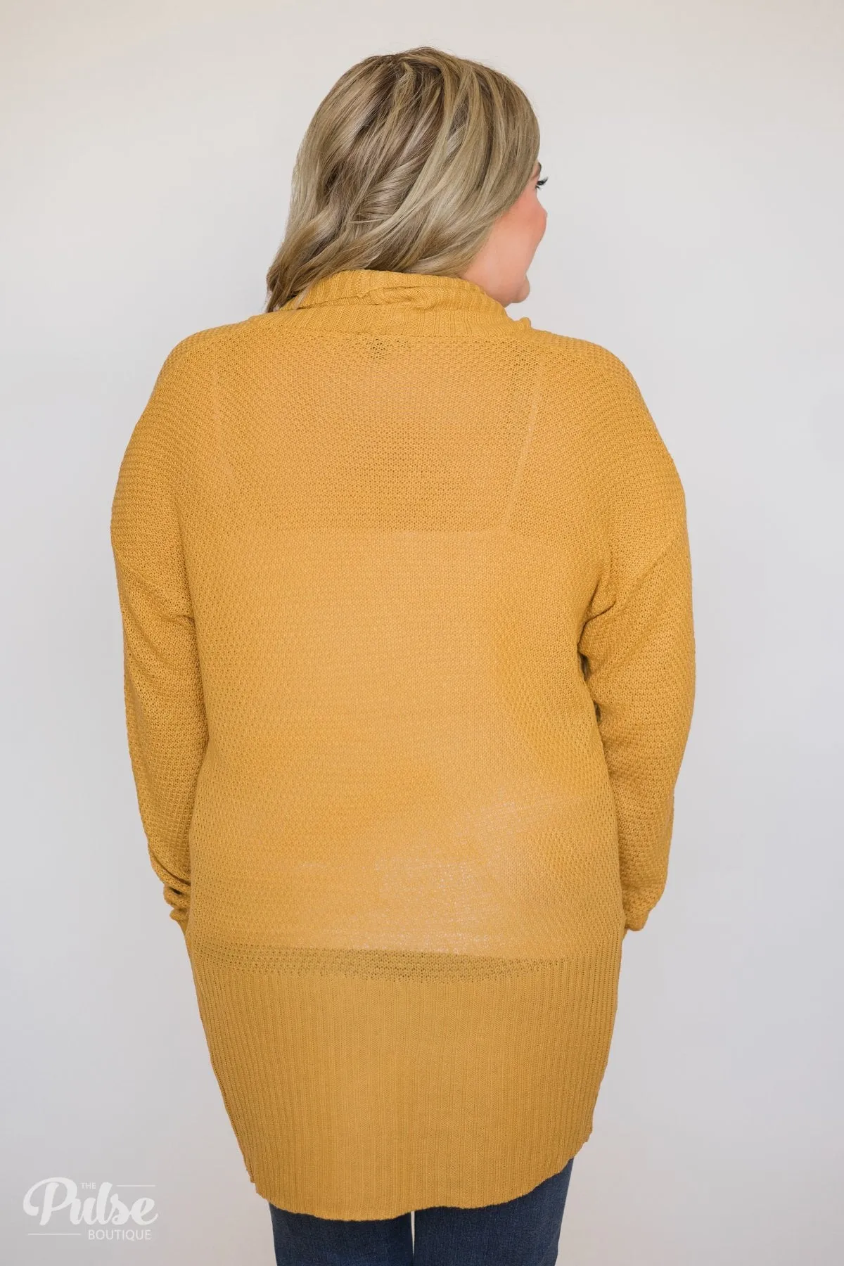 Knitted Drape Cardigan- Mustard