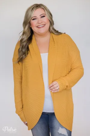 Knitted Drape Cardigan- Mustard