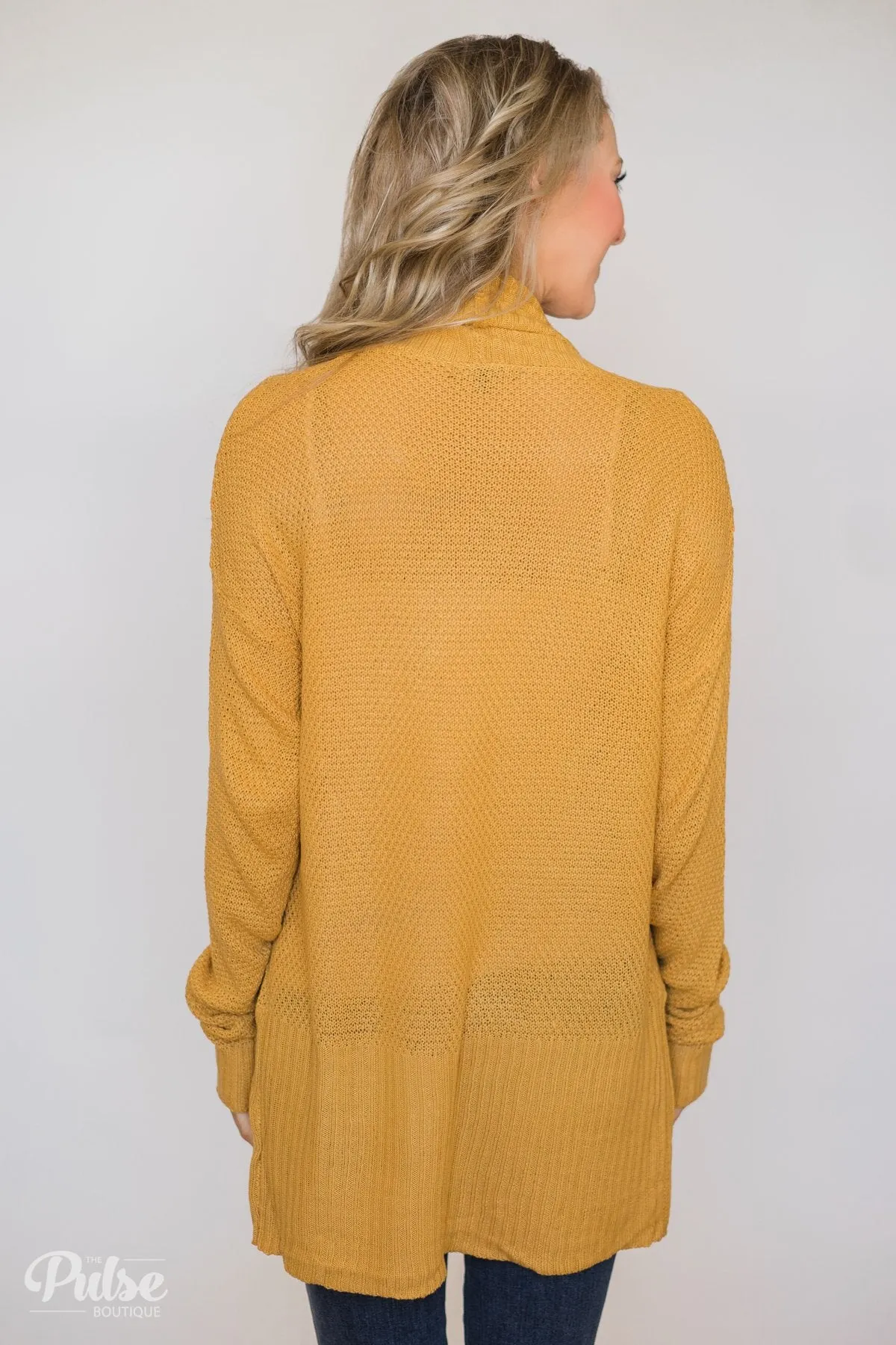 Knitted Drape Cardigan- Mustard