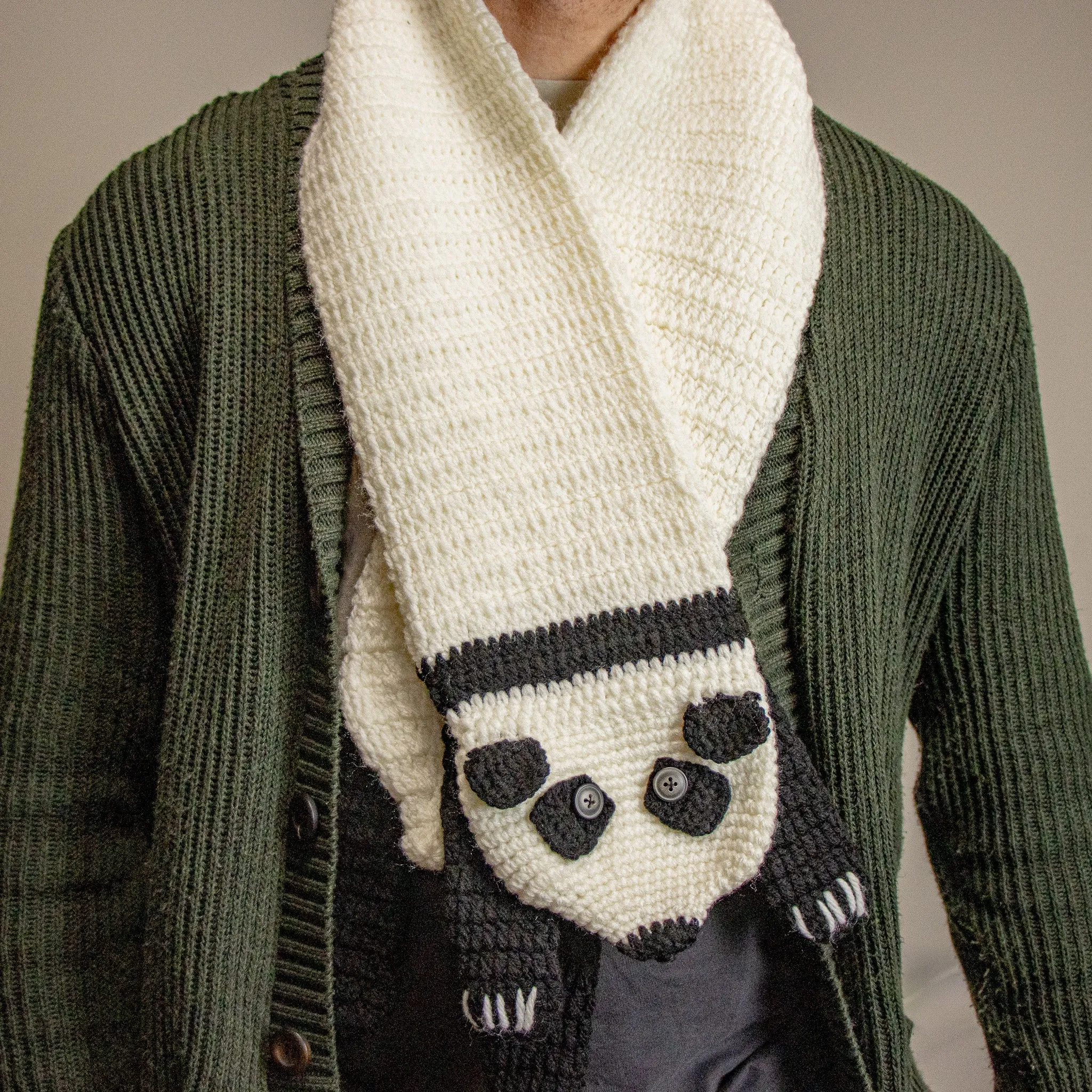 Knitted Panda Scarf 44 inches