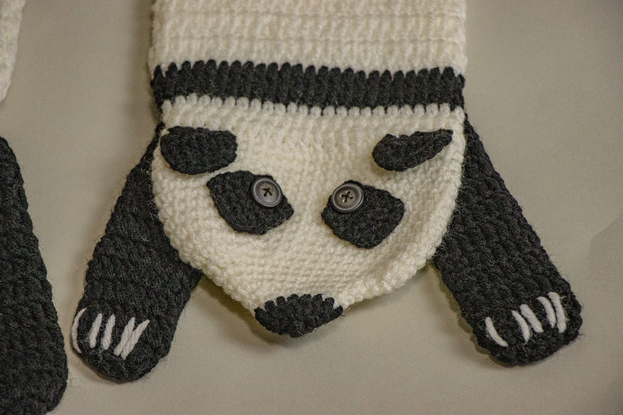 Knitted Panda Scarf 44 inches