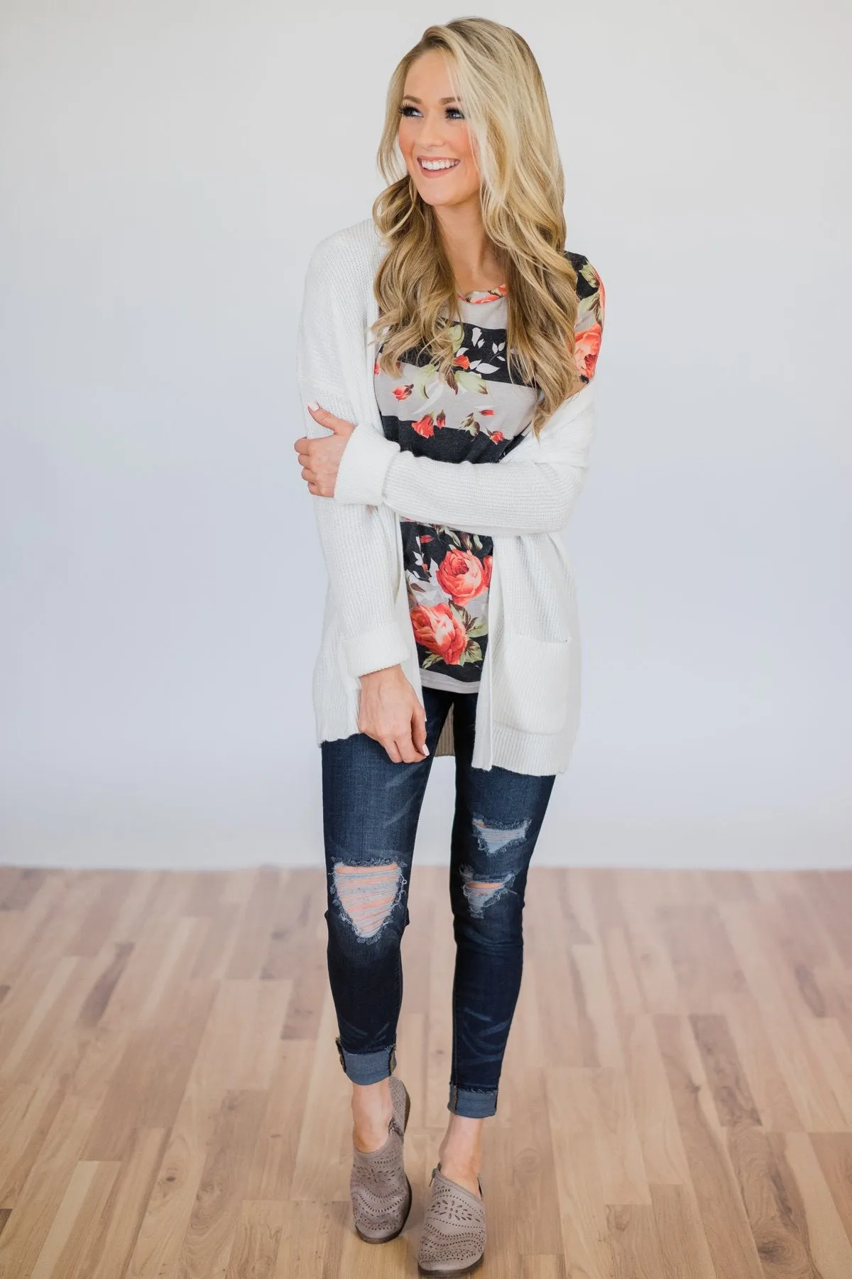 Knitted Pocket Cardigan- Ivory