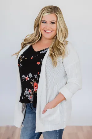 Knitted Pocket Cardigan- Ivory