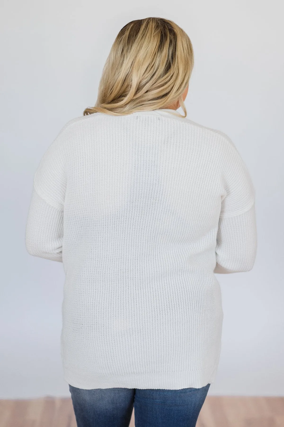 Knitted Pocket Cardigan- Ivory