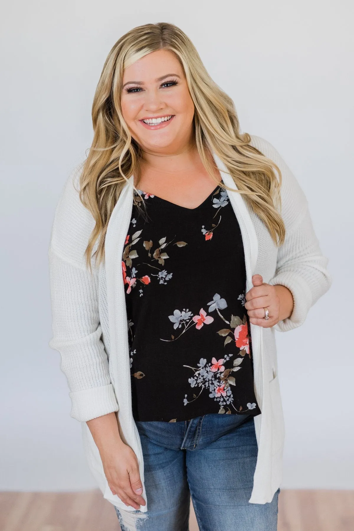 Knitted Pocket Cardigan- Ivory