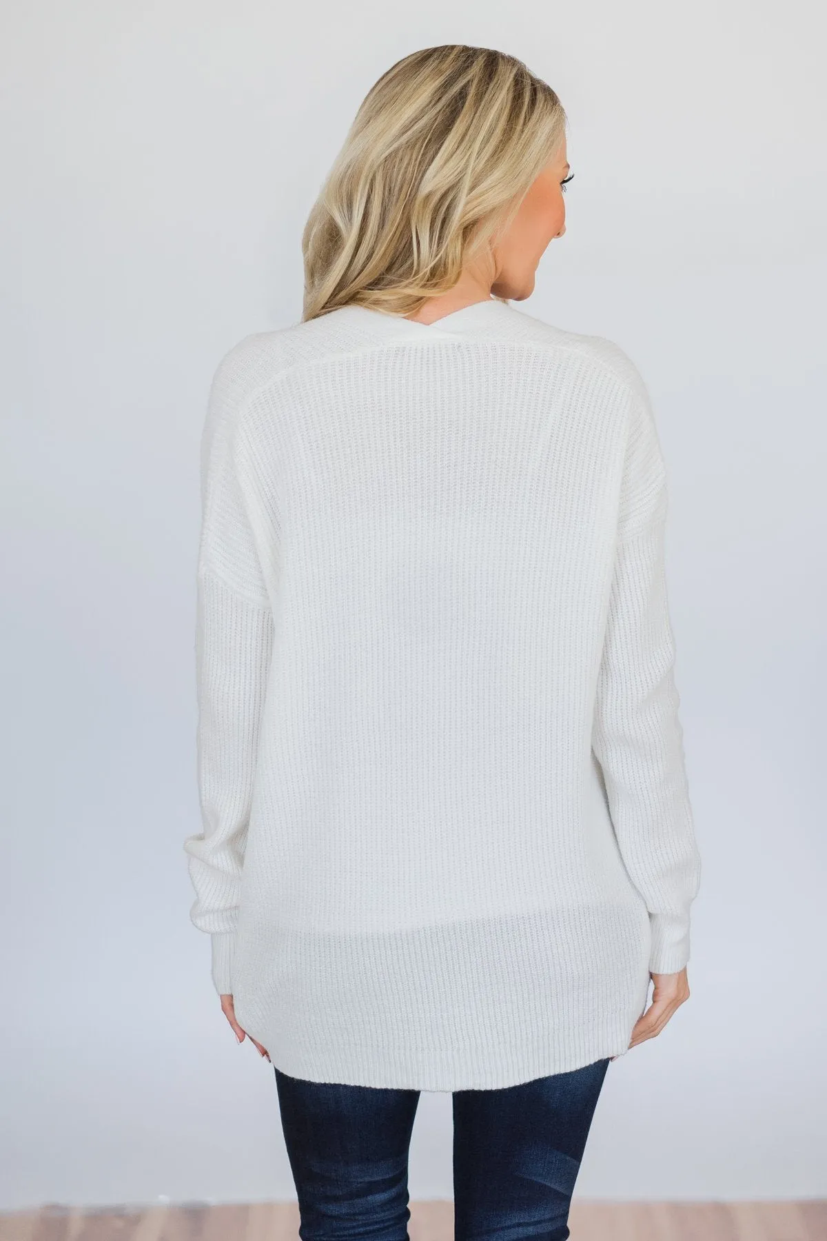 Knitted Pocket Cardigan- Ivory