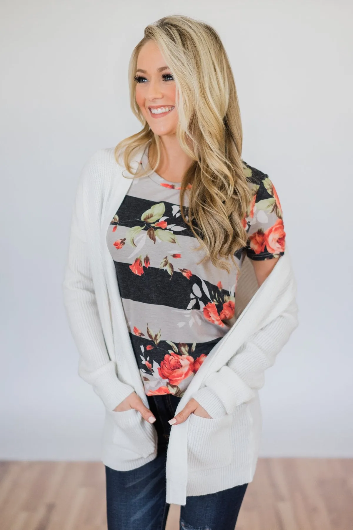 Knitted Pocket Cardigan- Ivory