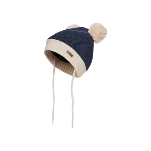 KOMBI Infant Minnie Double Pom Pom Knit Toque -Dark Navy