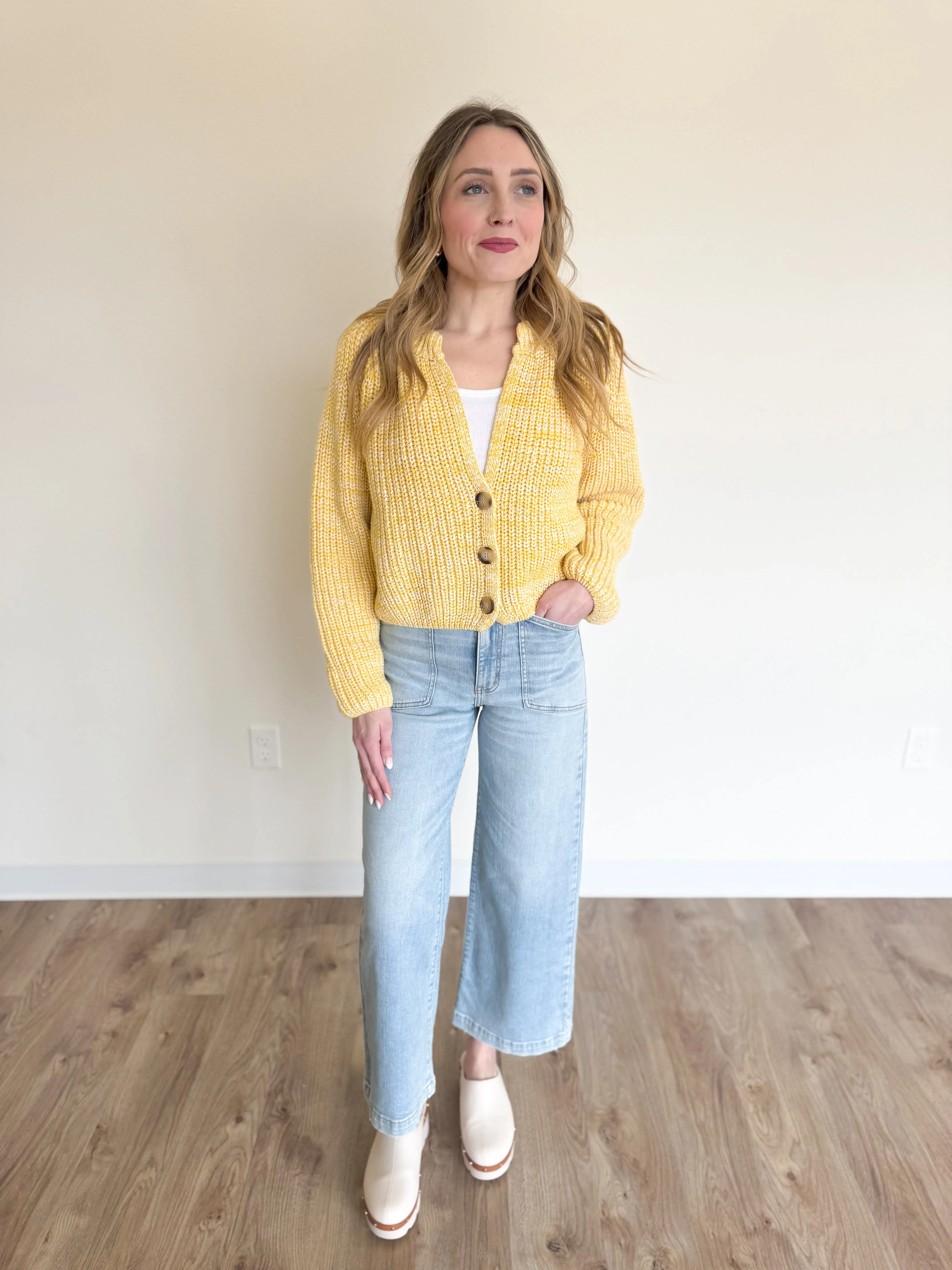 Kynlee Chunky Cardigan in Lemon
