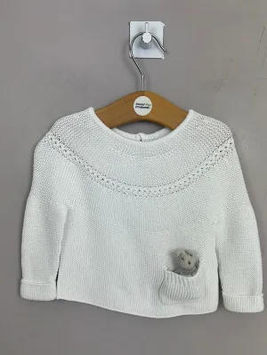 Little White Company white jumper with toy squirrel 0-3m