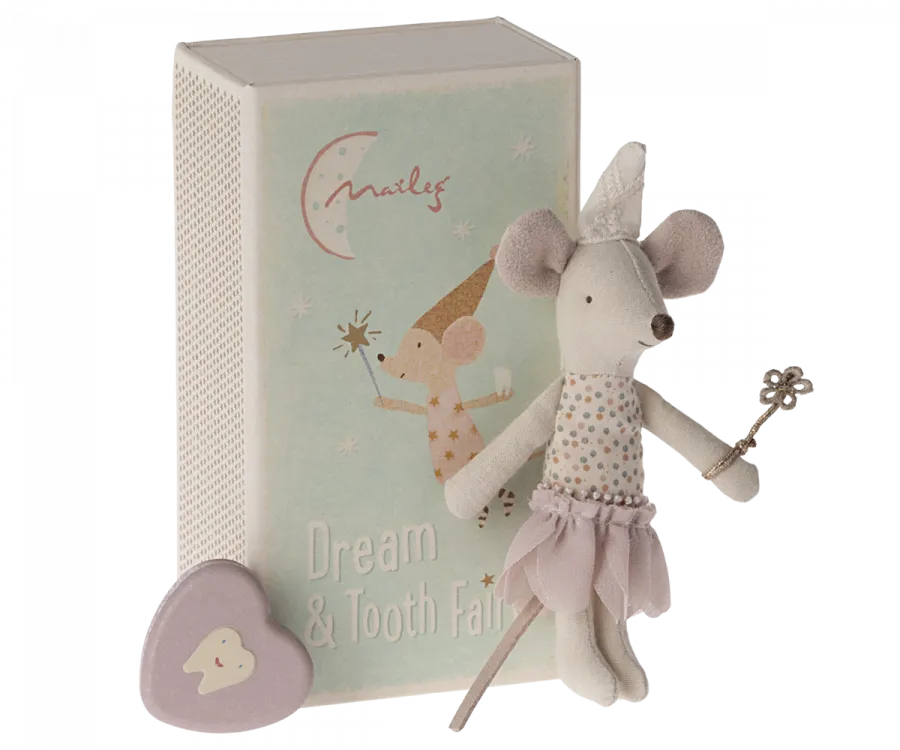 Maileg Tooth fairy mouse, Little sister in matchbox