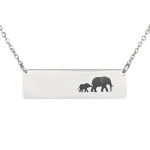 Mama and Baby Elephant Bar Necklace, Personalized Mom Gift Necklace - Elephant1
