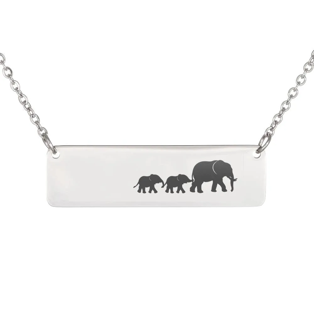 Mama and Baby Elephant Bar Necklace, Personalized Mom Gift Necklace - elephant2