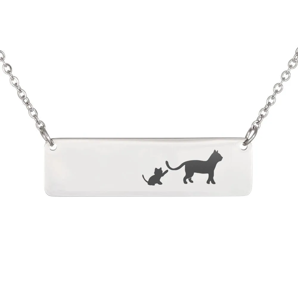 Mama Cat and Kittens Bar Necklace (Cats1)