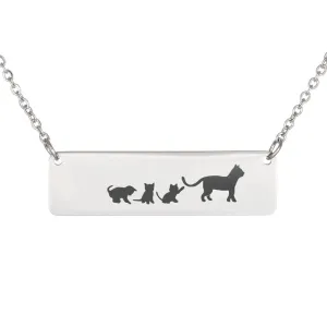 Mama Cat and Kittens Bar Necklace (Cats3)