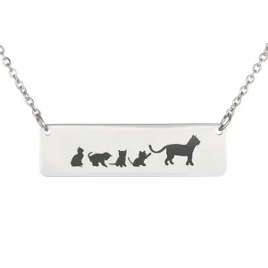 Mama Cat and Kittens Bar Necklace (Cats4)