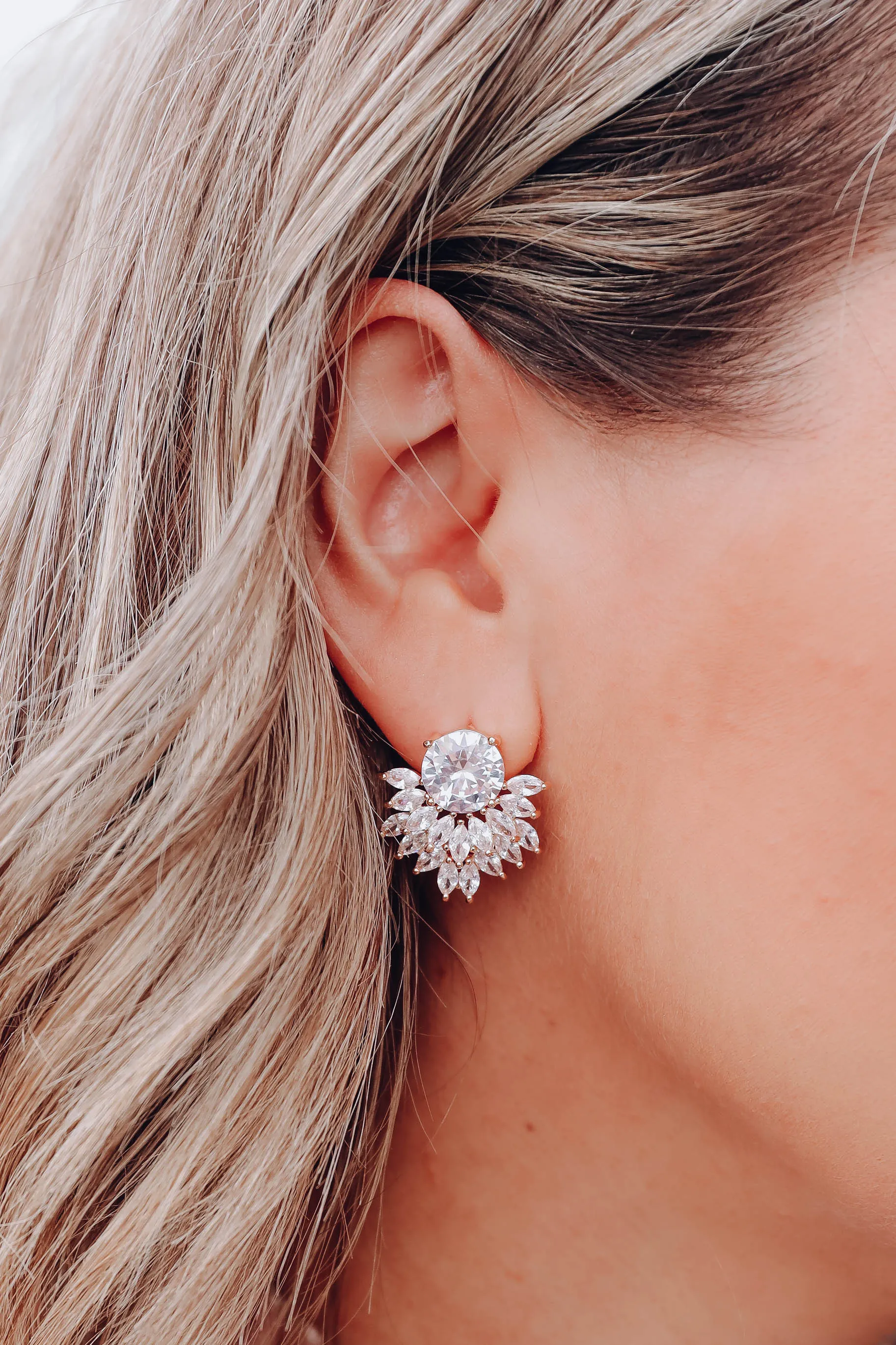 Marquise Glam Cluster Earrings - Gold