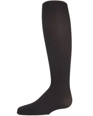 Memoi Girls Ribbed Opaque Tights - Black MK-209