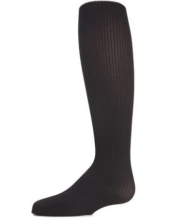 Memoi Girls Ribbed Opaque Tights - Black MK-209