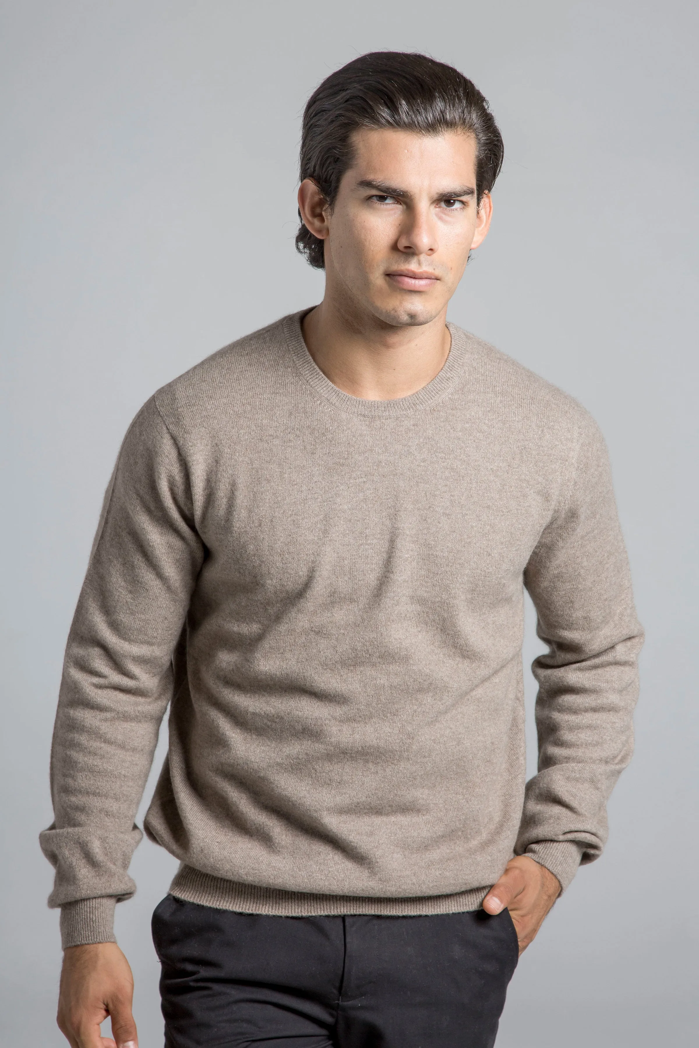 Mens Cashmere Crewneck Sweater - Brown