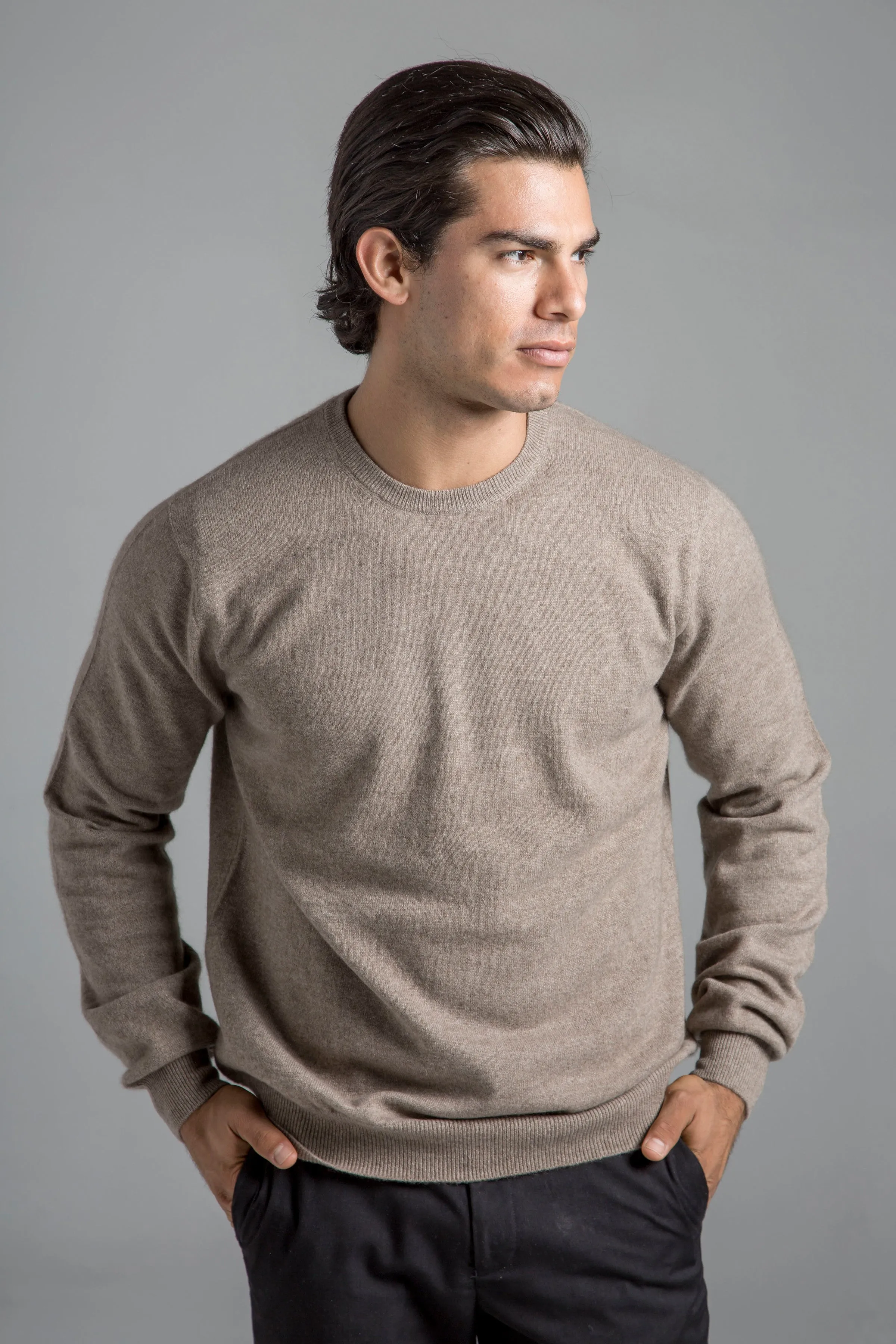 Mens Cashmere Crewneck Sweater - Brown