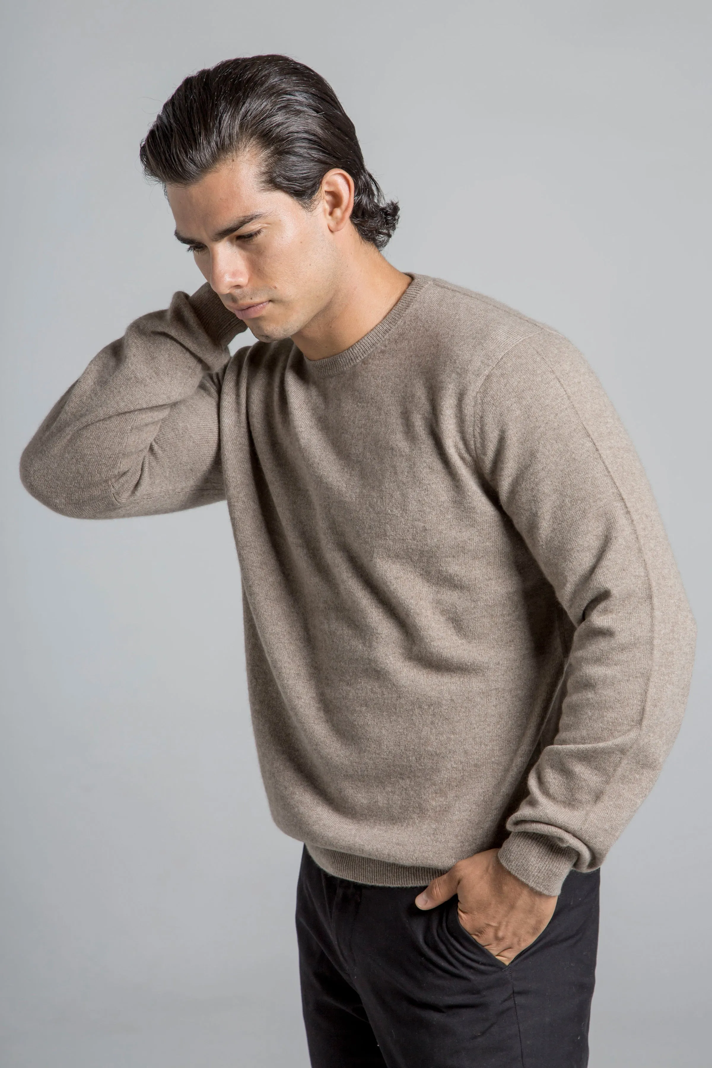 Mens Cashmere Crewneck Sweater - Brown