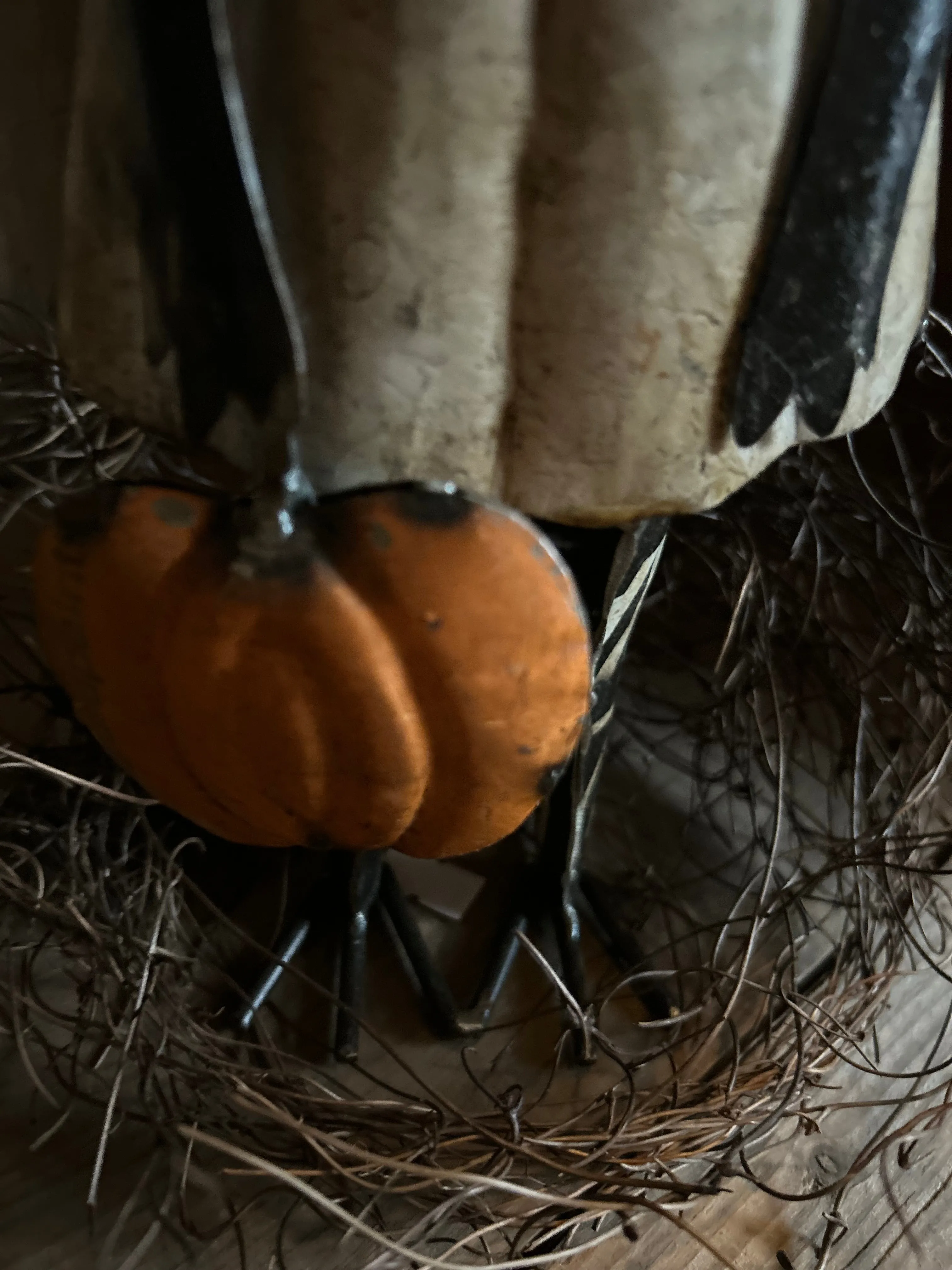 Metal Crow Holding Pumpkin