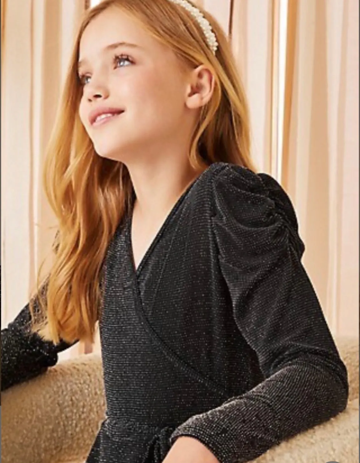 MID Girls Black Fancy Sparkle Dress: Size 7-14