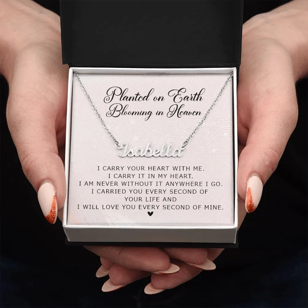 Miscarriage Gift, Personalized Necklace, Planted on Earth, Stainless Steel and Gold Name Memorial Necklace