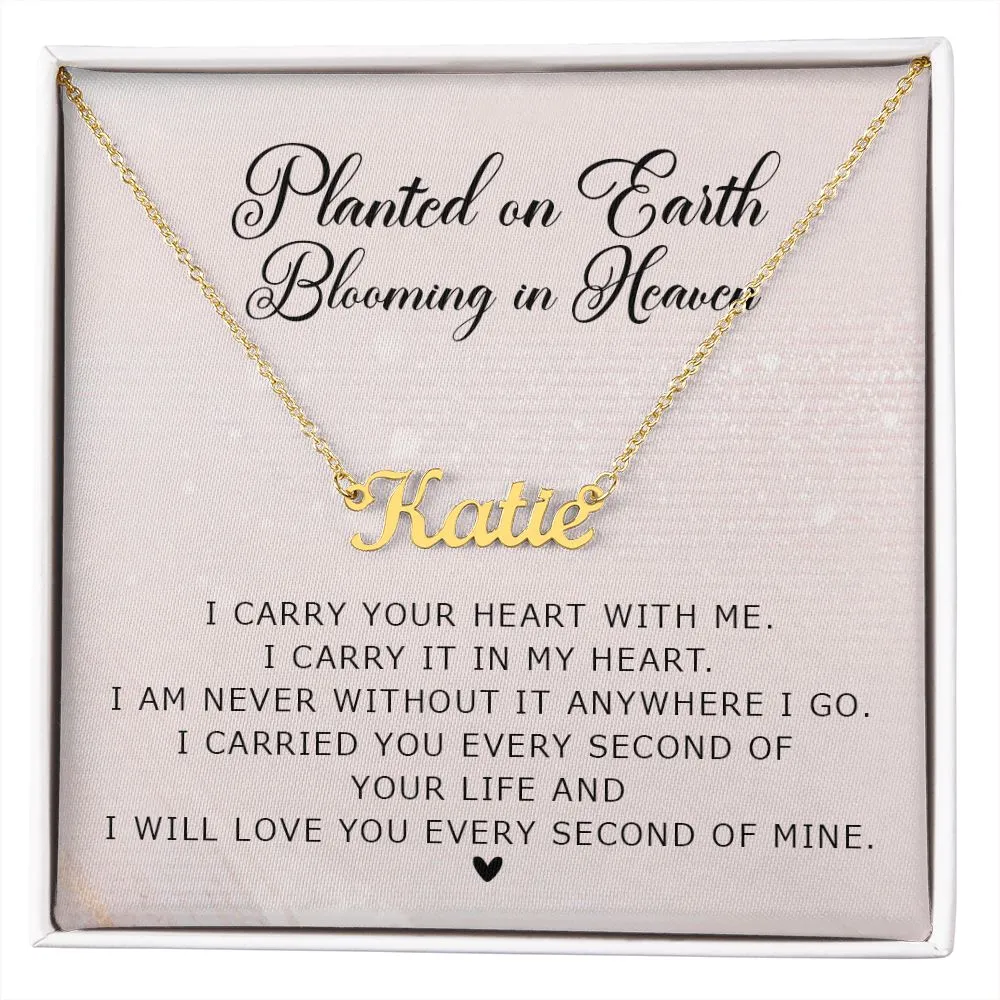 Miscarriage Gift, Personalized Necklace, Planted on Earth, Stainless Steel and Gold Name Memorial Necklace