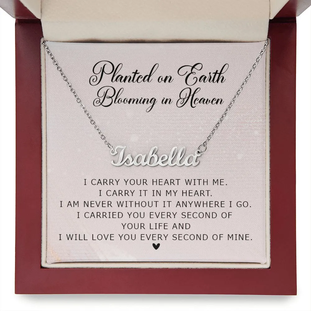 Miscarriage Gift, Personalized Necklace, Planted on Earth, Stainless Steel and Gold Name Memorial Necklace