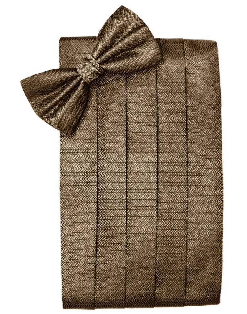 Mocha Herringbone Kids Cummerbund
