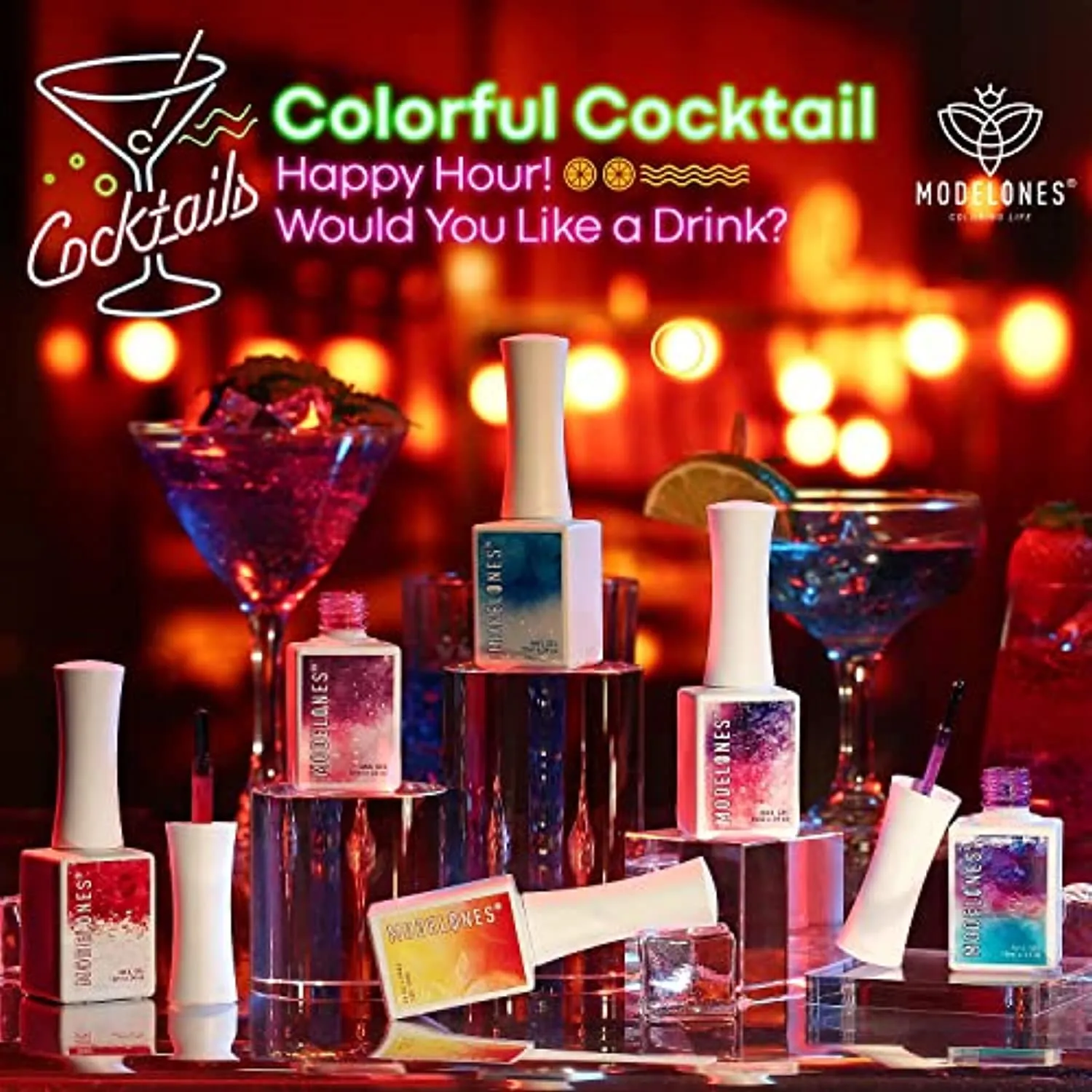 Modelones Nail Tips and Glue Gel Nail Kit with 6 Colors Mood Temperature Color Changing Gel Polish 10 ML