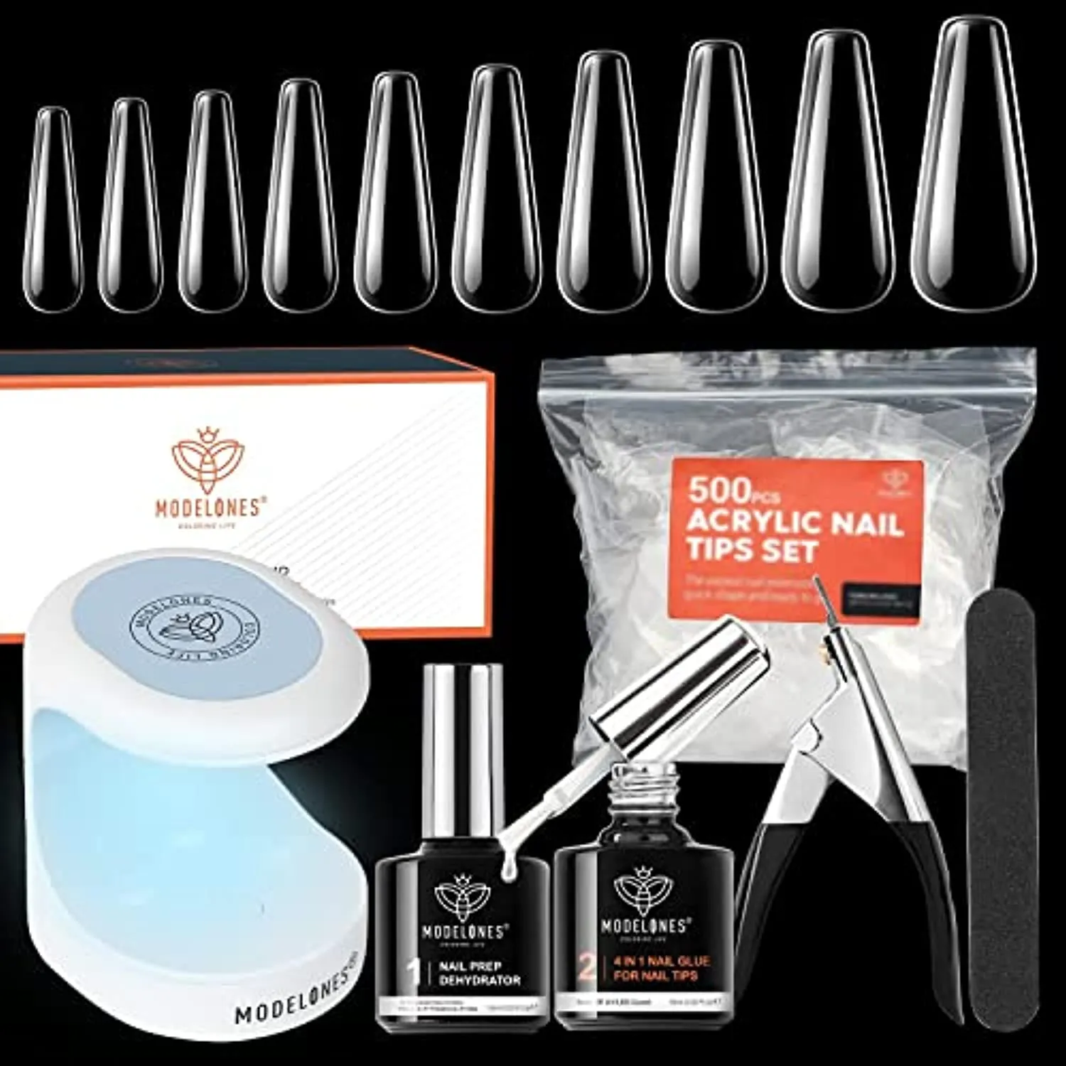 Modelones Nail Tips and Glue Gel Nail Kit with 6 Colors Mood Temperature Color Changing Gel Polish 10 ML