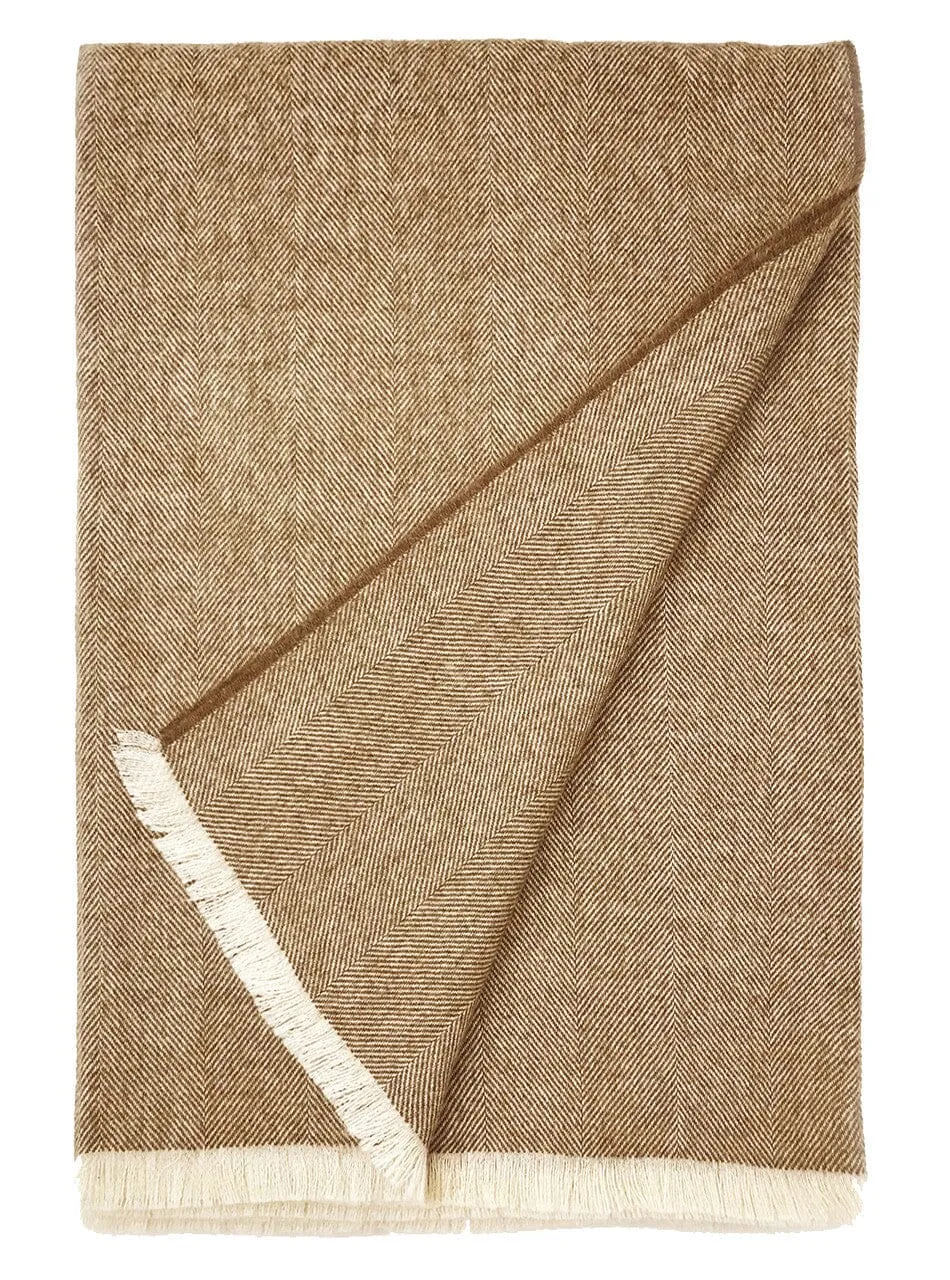 Modern Herringbone Throw Blankets 100% Baby Alpaca Wool