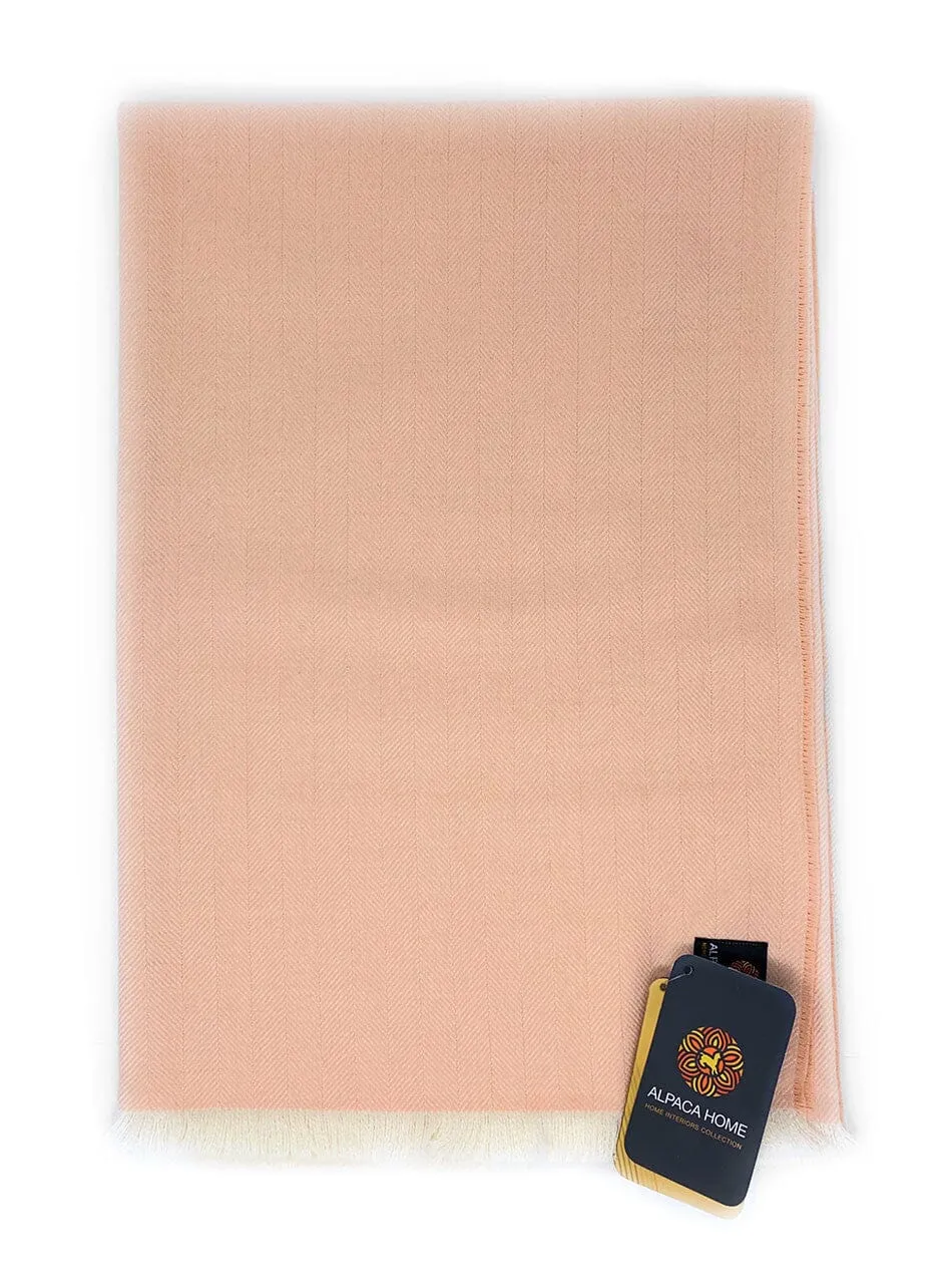 Modern Herringbone Throw Blankets 100% Baby Alpaca Wool