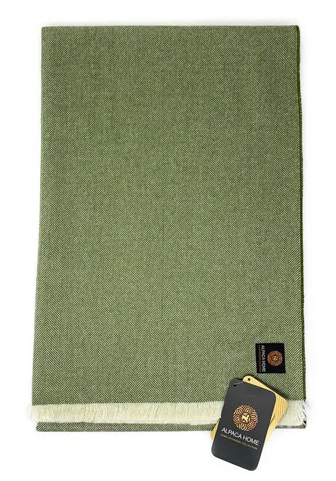 Modern Herringbone Throw Blankets 100% Baby Alpaca Wool